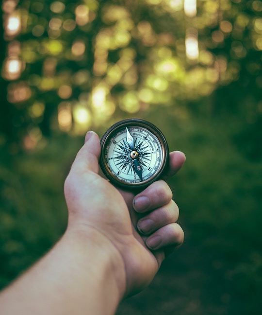 Image of a hand holding a compass