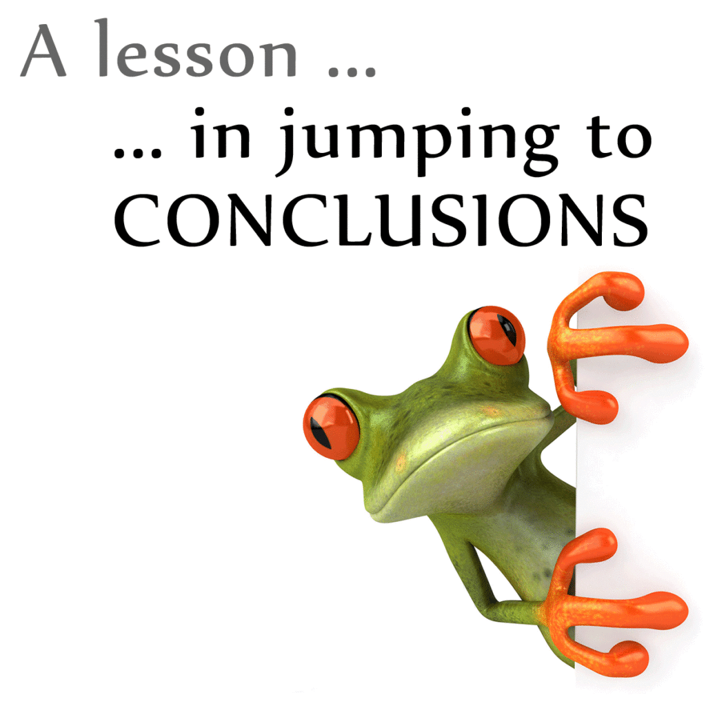 Image of a frog jumping to conclusions