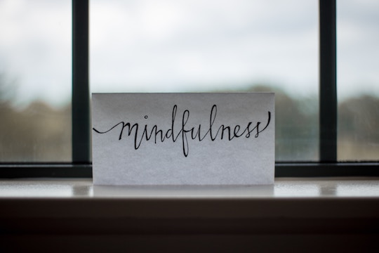 Image of a card stating "Mindfulness"