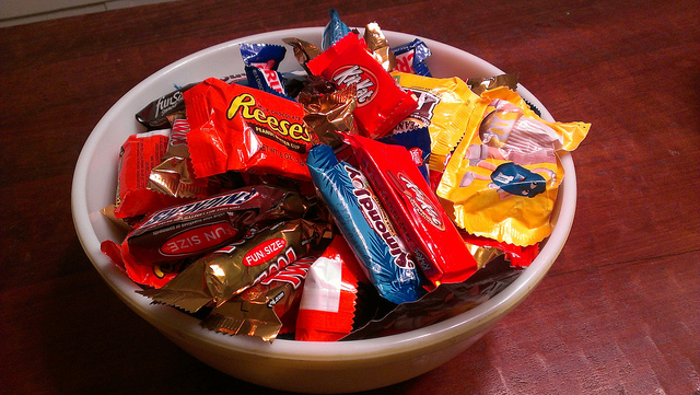 Image of a bowl of Halloween candy