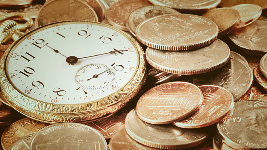 Image of a watch and coins