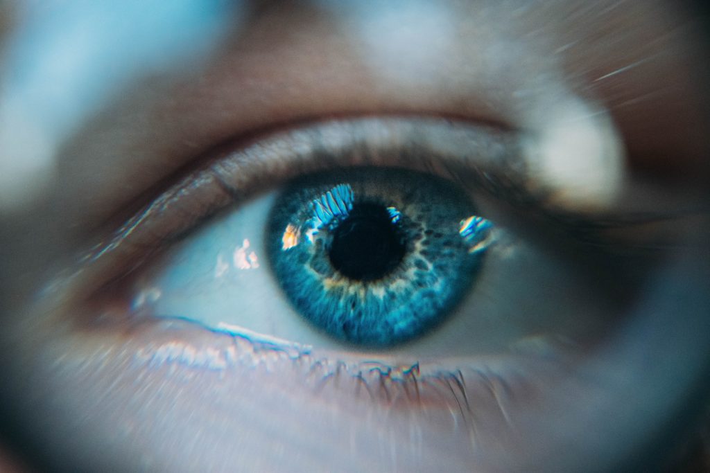 Close up image of a blue eye