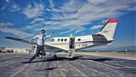 Image of a Pilot in front of his plane