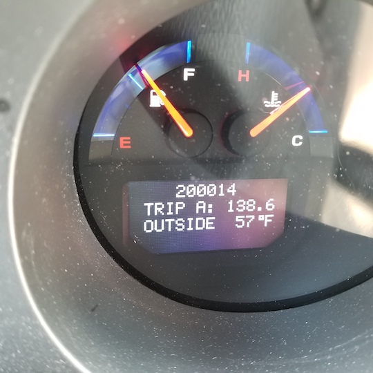 Image of Barry's odometer at 200,014 miles