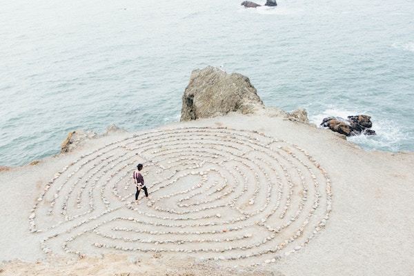 Image of a stone maze by the ocean