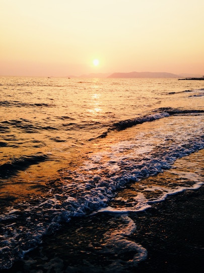 Image of sunset and waves on a beach