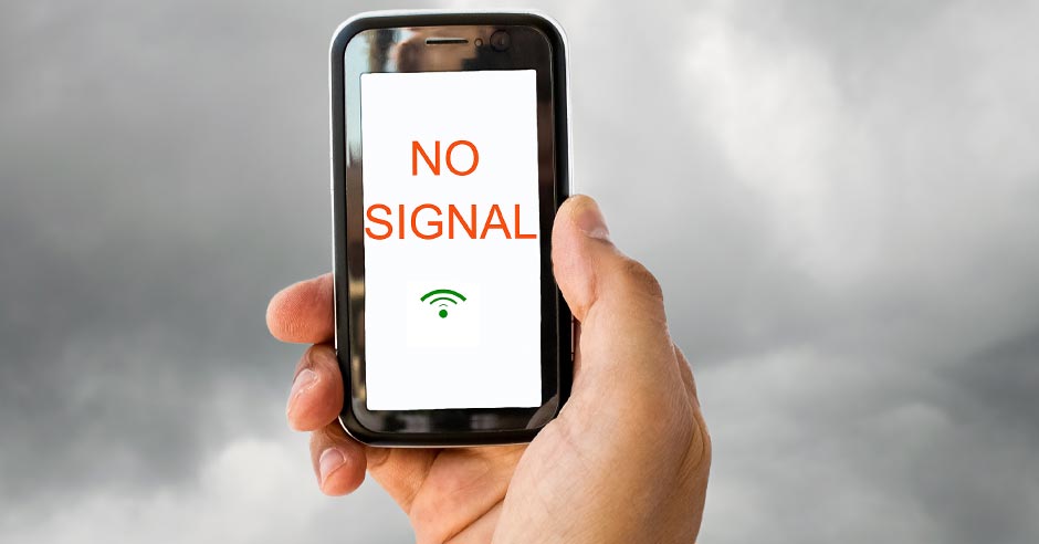 Image of a smart phone showing no signal